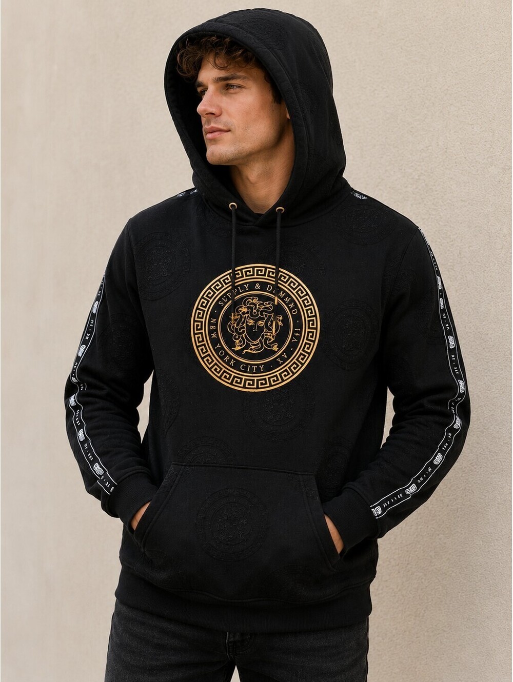 Supply & Demand New York City Greek Style Medusa Black Gold Hoodie Men’s Size M